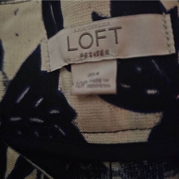 ANN TAYLOR LOFT NAVY & WHITE LINEN MARISA PANTS - Picture 9 of 9